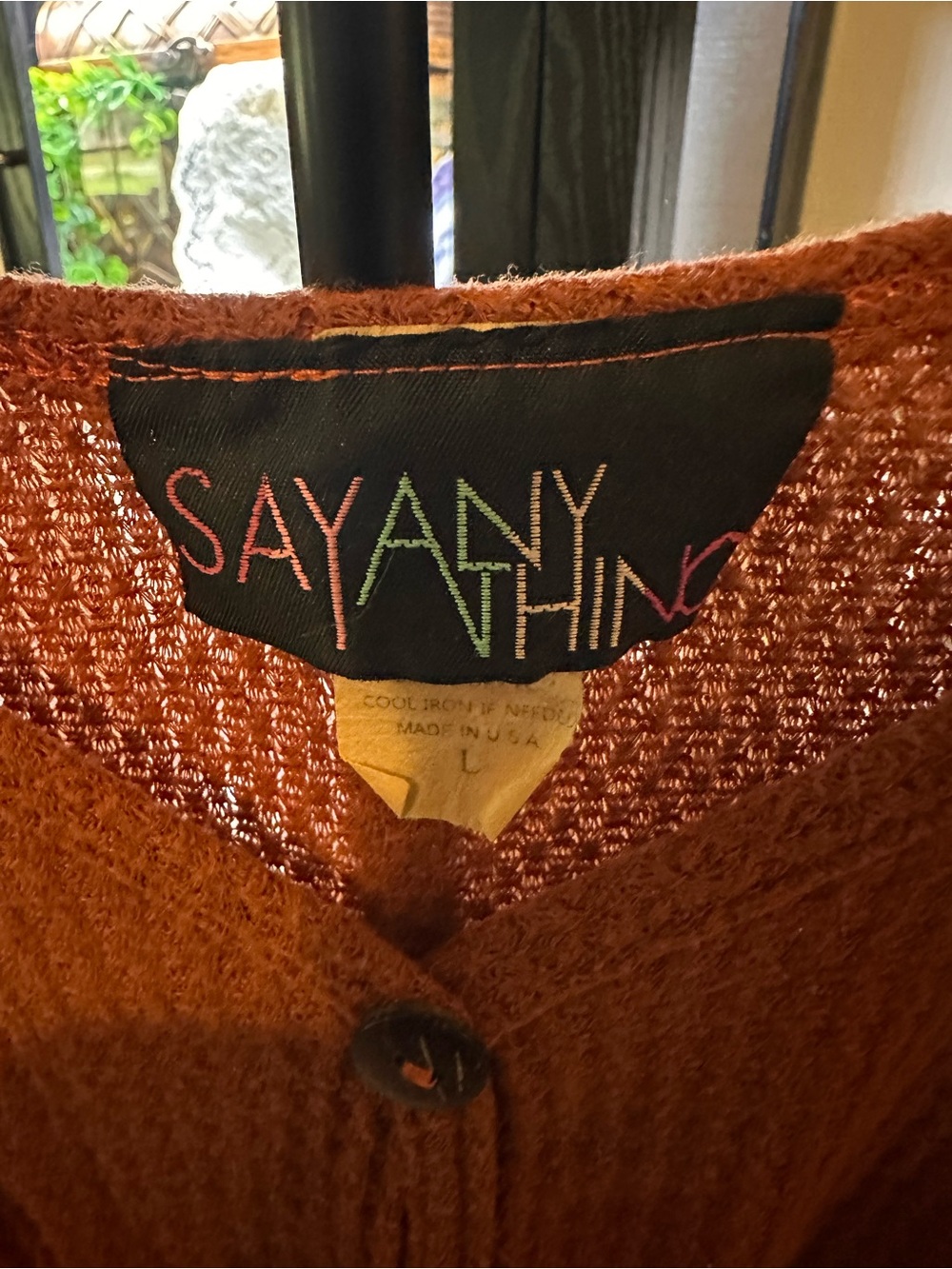 Say Anything Rust Tie-Front Button Cami Tank - Picture 3 of 3